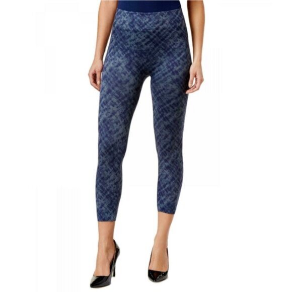 Spanx Look At Me Seamless Cropped Leggings In Indigo Watercolor Size Medium - Picture 1 of 6
